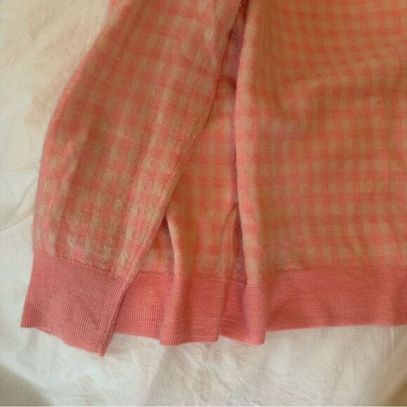 J. Crew Pink Gingham Cashmere Cardigan - Picture 7 of 8